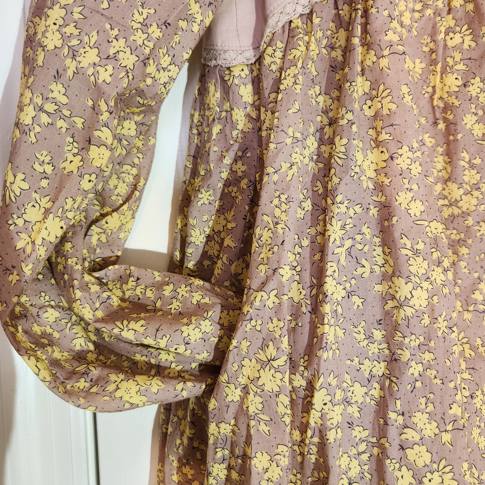 Boutique Cotton Embroidered Long Sleeve Babydoll Dress In Fawn - Picture 7 of 11